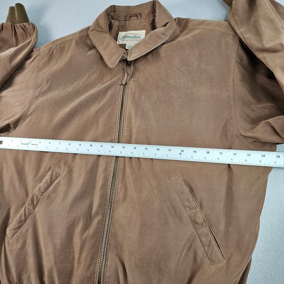 St John's Bay Bomber Jacket Men Large Brown Full Zip Lined Classic Ribbed Cuffs - Picture 3 of 15